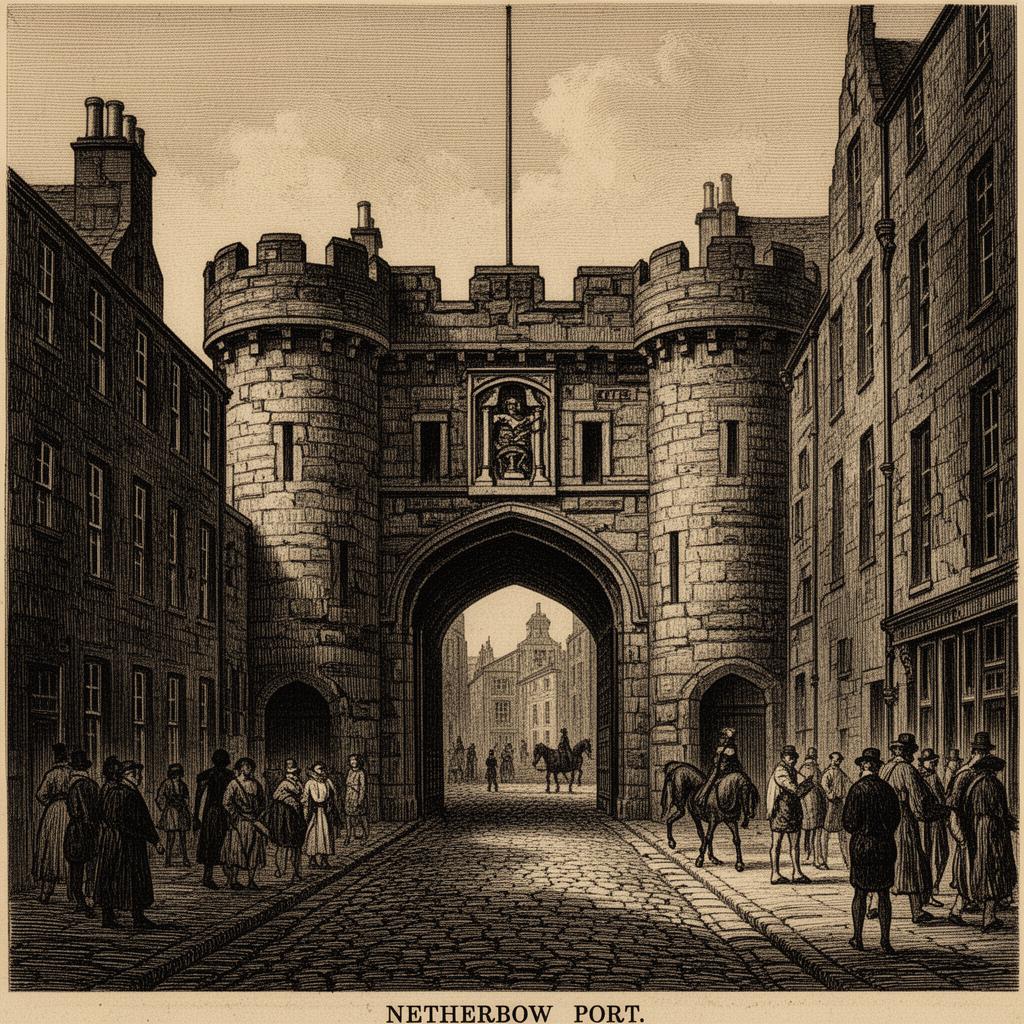 Etching of the Netherbow Port